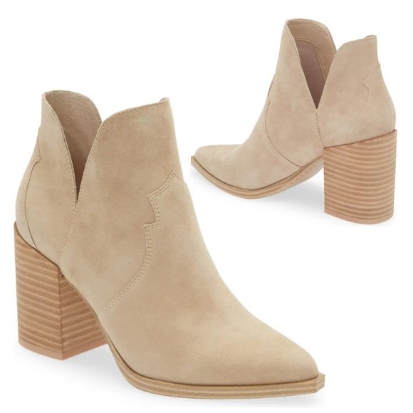 Steve Madden Shoes - NEW Steve Madden Suede Chaya Pointed Toe Cutout Side Block Heel Bootie Boot $140